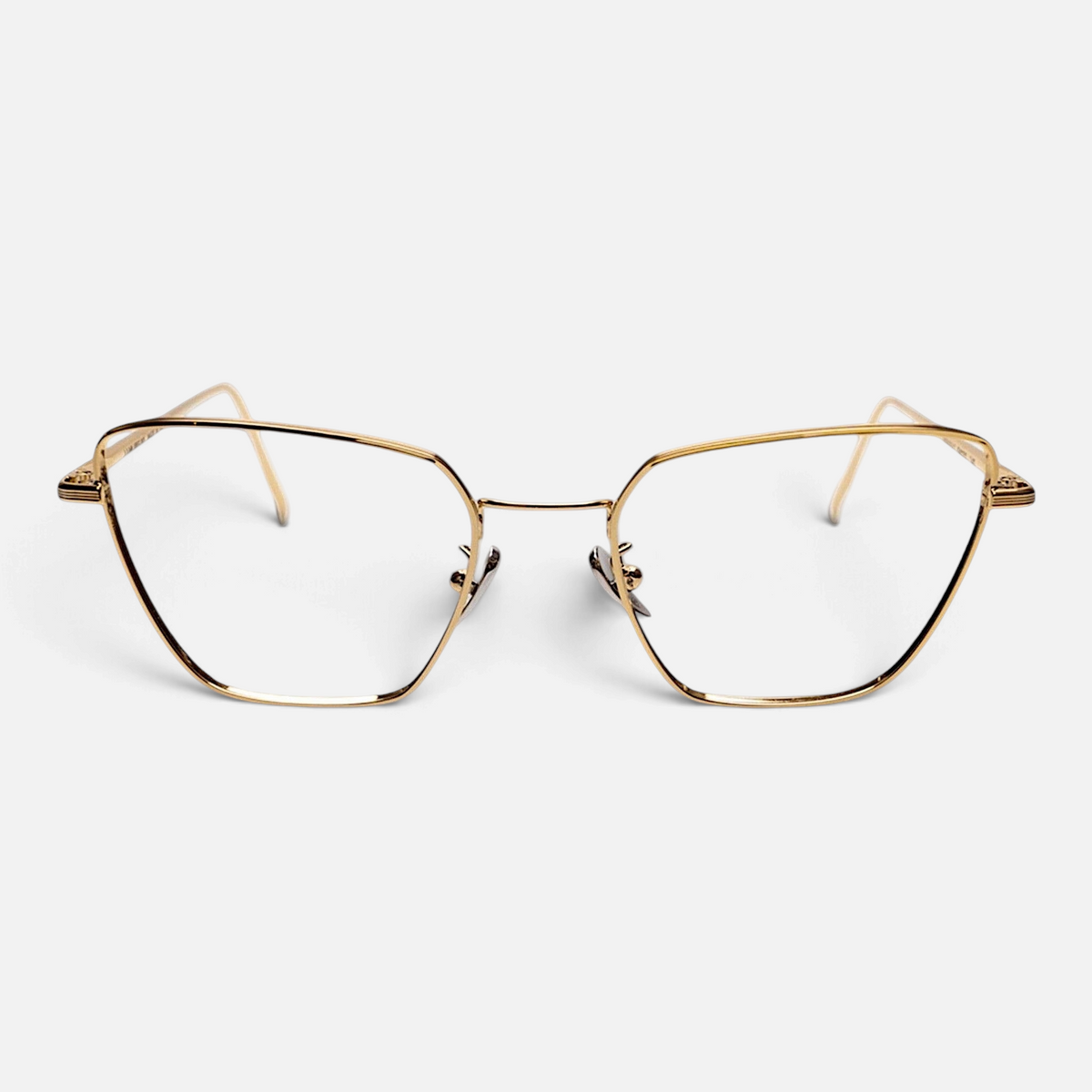 Occhiali da vista Bottega di Sguardi modello Anakao con montatura cat-eye in acciaio medicale color oro