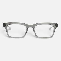 Occhiali da vista Bottega di Sguardi Akoni Wise Four rettangolari in acetato grigio trasparente con dettagli in titanio