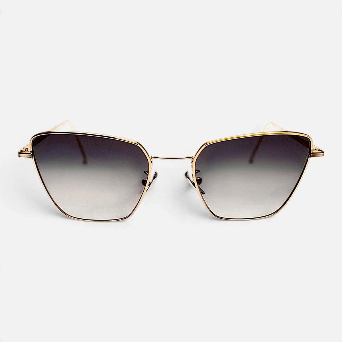 Occhiali da sole Bottega di Sguardi Anakao cat-eye in acciaio dorato con lenti sfumate grigie