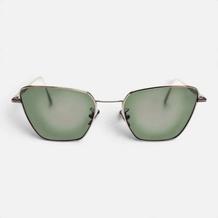 Occhiali Bottega di Sguardi Anakao cat-eye in acciaio medicale con lenti verdi, design elegante e ricercato